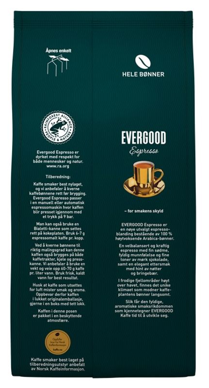 Evergood espresso hele bønner 500g