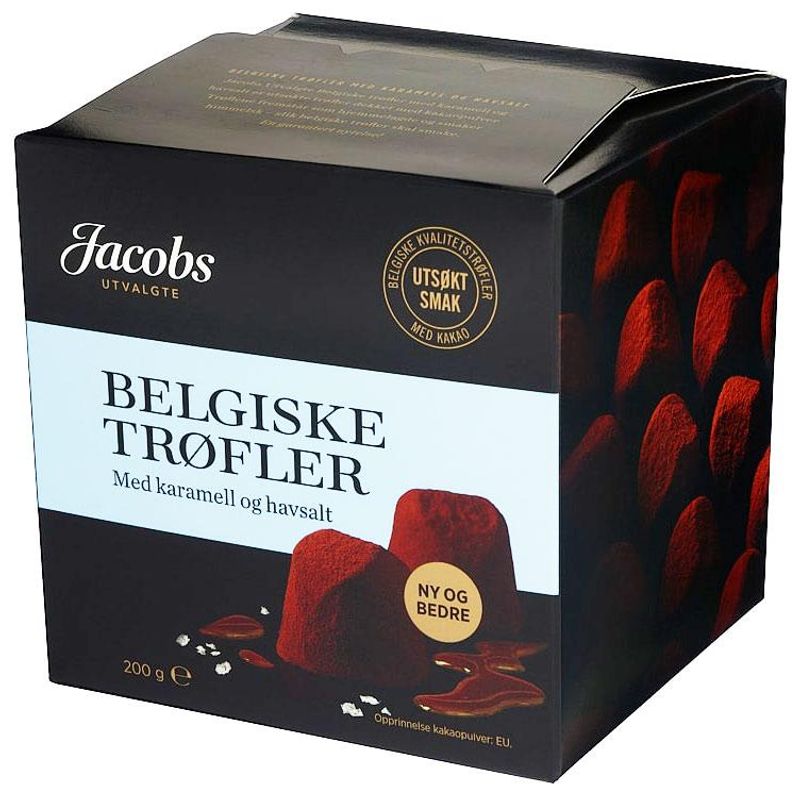 Belgiske trøfler karamell&havsalt 200g j